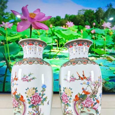 CẶP BÌNH ĐĂNG ĐỐI HỌA TIẾT PHƯỢNG HOÀNG - MẤU ĐƠN